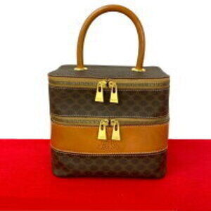 Celine Macadam Blason Triomphe leather handbag vanity bag brown